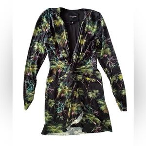 LE SUPERBE Long Sleeve Mini Baller Dress Jersey Palm Tree Print M NWT
